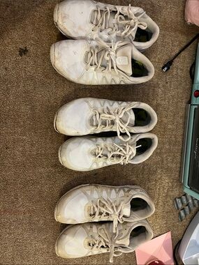 Varsity White cheer shoes with Light Gray Accents